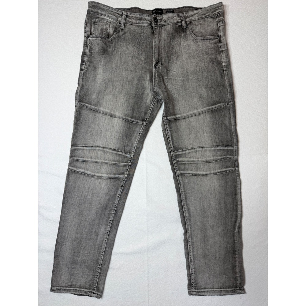 WAIMEA Men's Grey Wash‎ Moto Jeans Skinny Fit Size 42x32 (actual 30)